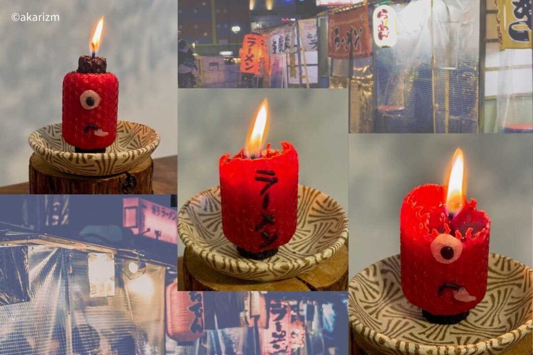 火がついたちょうちんの形のキャンドル